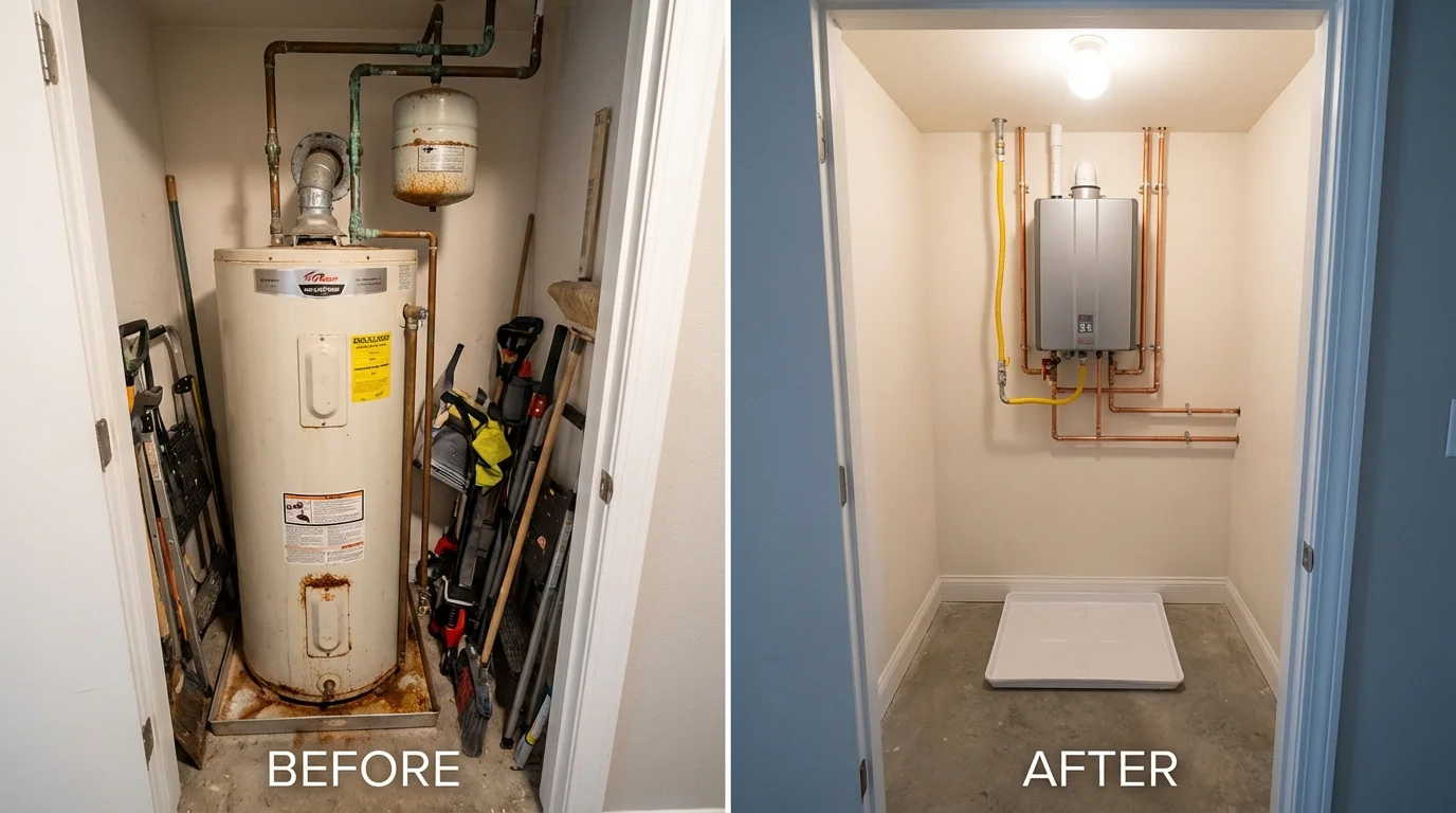 Tank water heater versus wall-mounted tankless unit comparison for York, PA homeowners
